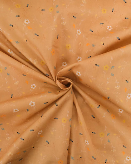 Popeline de Coton Floralie Caramel - Mercerine
