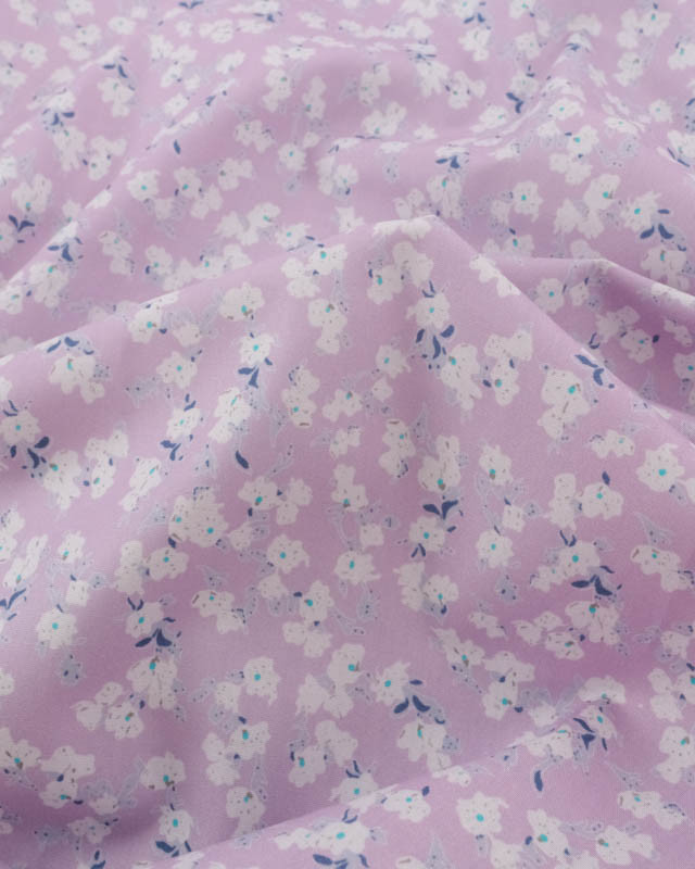Popeline de Coton Petites Fleurs Parme - Mercerine