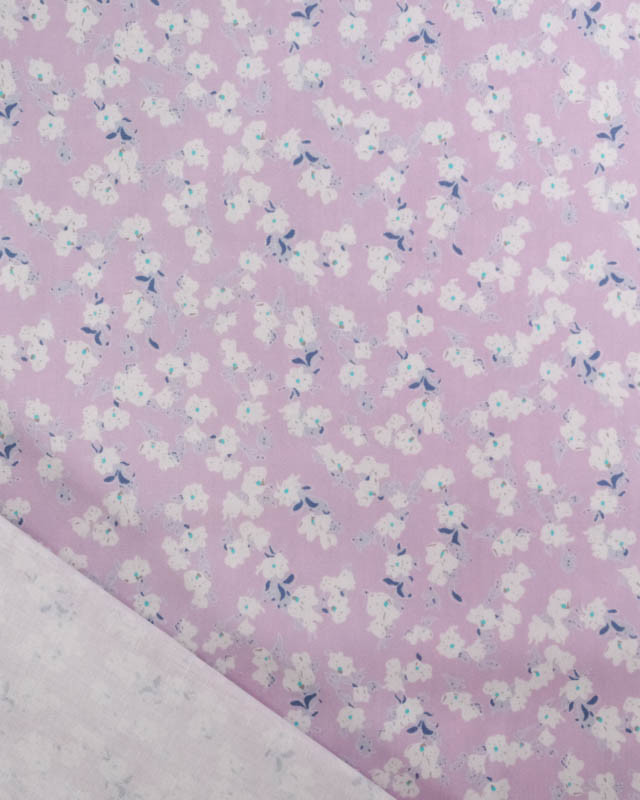 Popeline de Coton Petites Fleurs Parme - Mercerine