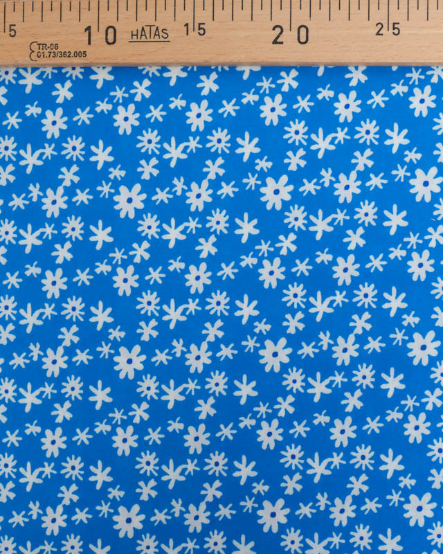 Viscose Bleue Petites Marguerites - Mercerine
