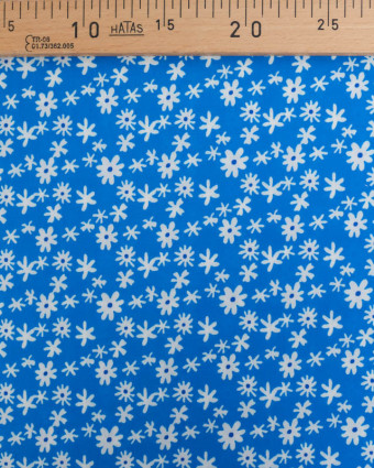 Viscose Bleue Petites Marguerites - Mercerine