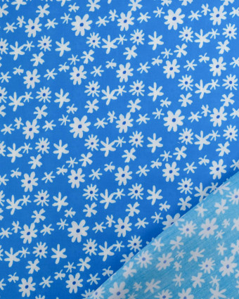 Viscose Bleue Petites Marguerites - Mercerine