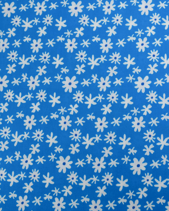 Viscose Bleue Petites Marguerites - Mercerine