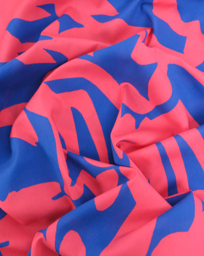 Viscose Hawaï Bleu Electrique Pink - Mercerine