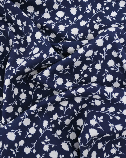 Viscose Flower Bleu Marine - Mercerine