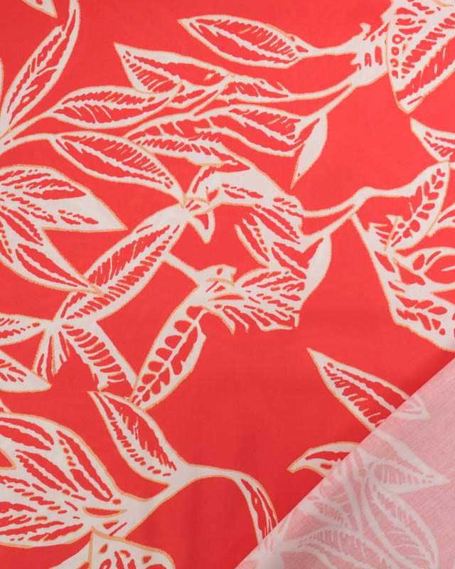 Viscose Flores Rouge Corail - Mercerine