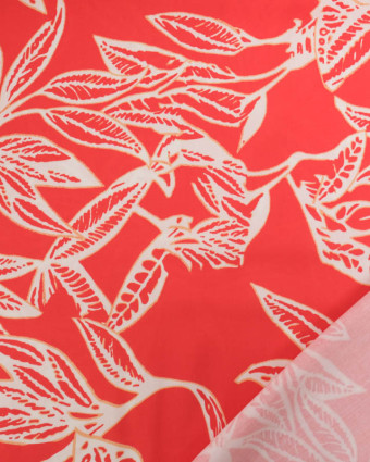 Viscose Flores Rouge Corail - Mercerine