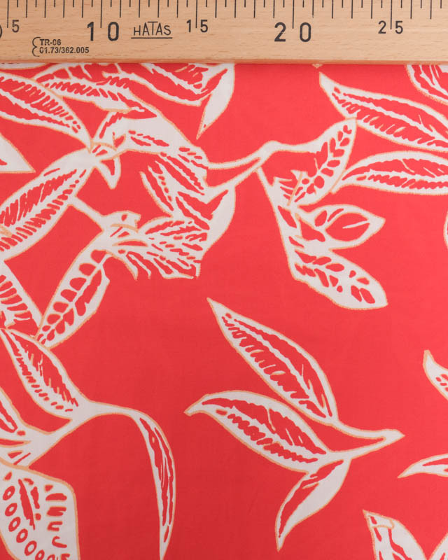 Viscose Flores Rouge Corail - Mercerine