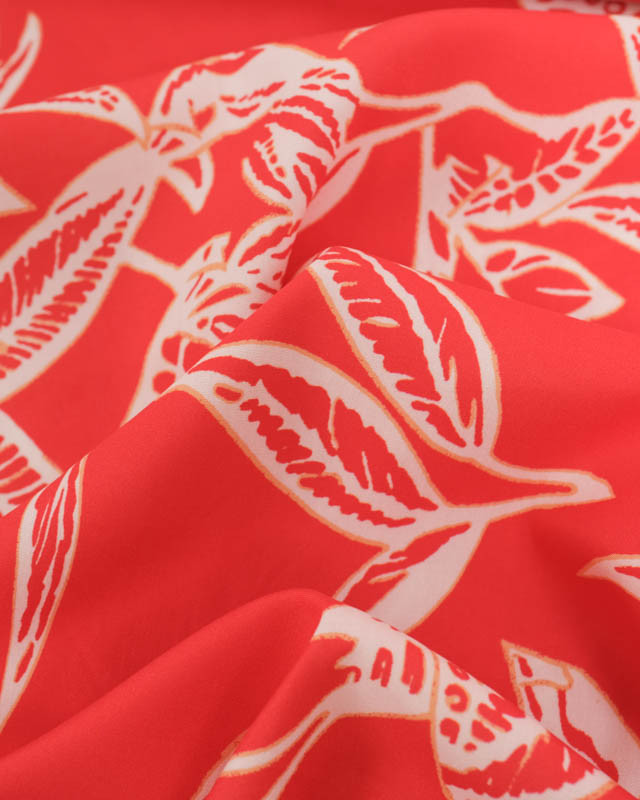 Viscose Flores Rouge Corail - Mercerine