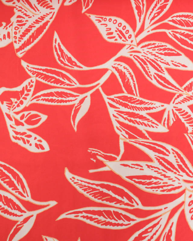 Viscose Flores Rouge Corail - Mercerine