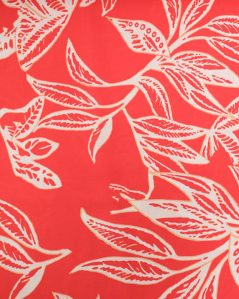 Viscose Flores Rouge Corail - Mercerine