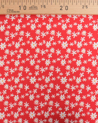 Viscose Rouge Petites Marguerites - Mercerine