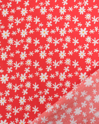 Viscose Rouge Petites Marguerites - Mercerine