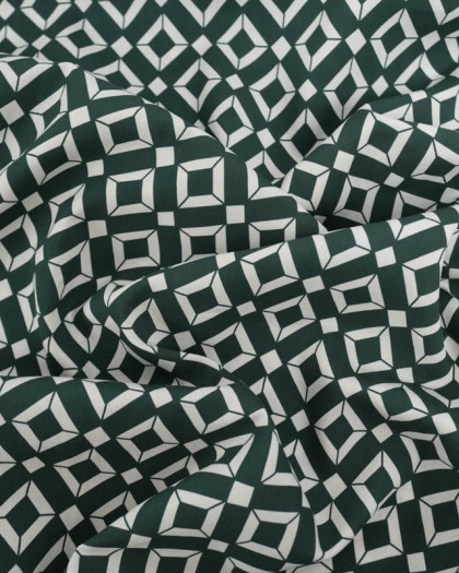 Viscose Géométrique Vert Bouteille - Mercerine