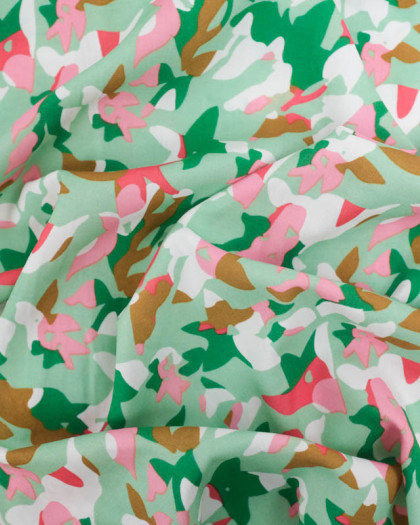 Viscose Vert Menthe Motif Abstrait Coloré - Mercerine