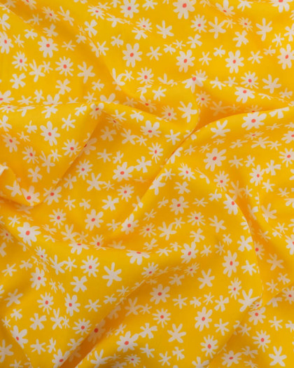 Viscose Jaune Petites Marguerites - Mercerine