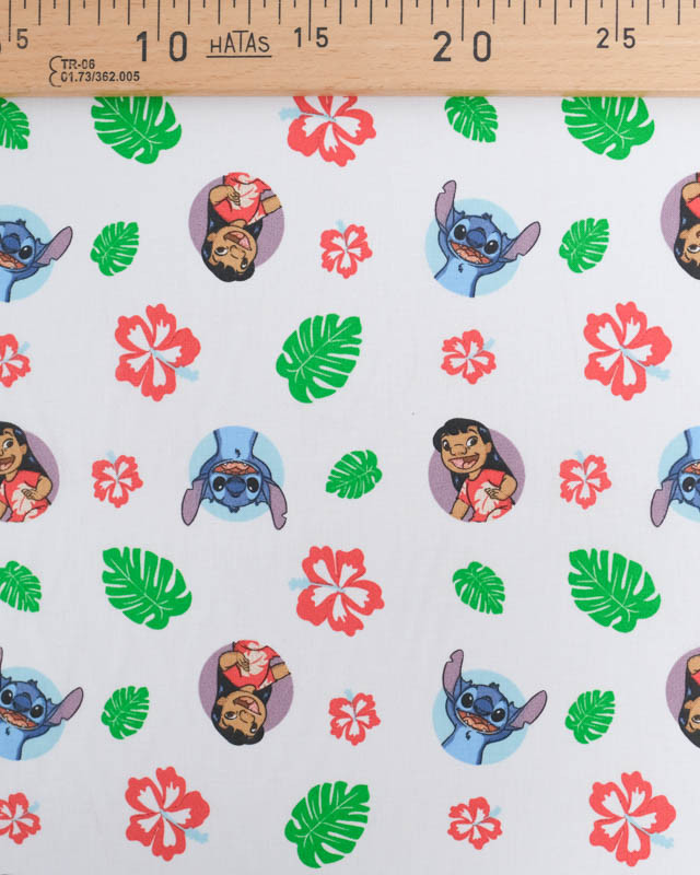 Tissu Coton Lilo et Stitch Blanc  - Mercerine