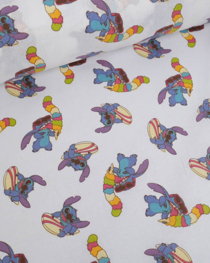 Tissu Coton Lilo et Stitch Surf and Ice Cream - Mercerine
