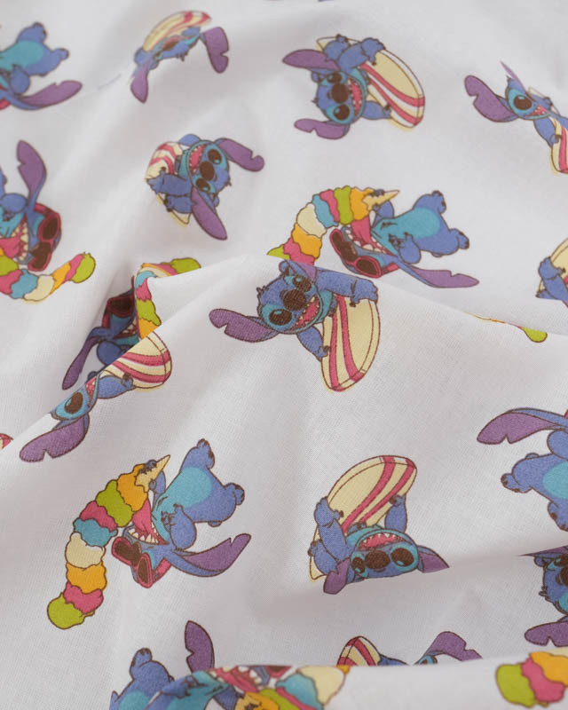 Tissu Coton Lilo et Stitch Surf and Ice Cream - Mercerine