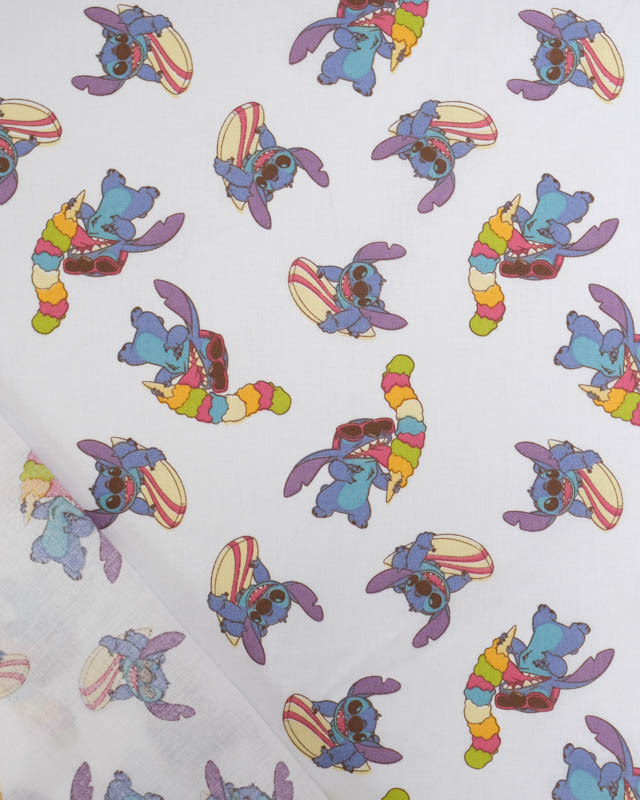 Tissu Coton Lilo et Stitch Surf and Ice Cream - Mercerine