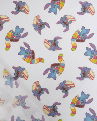 Tissu Coton Lilo et Stitch Surf and Ice Cream - Mercerine