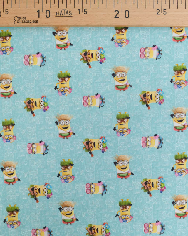 Tissu Coton Les Minions Bleu Vert - Mercerine