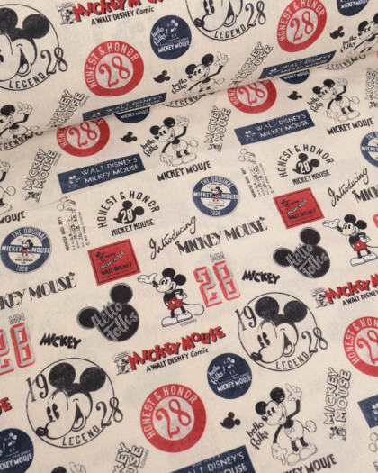 Tissu Coton Mickey Mouse Vintage - Mercerine