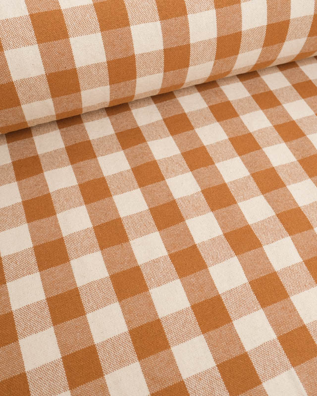 Coton Epais Tissé à Carreaux Caramel - Mercerine