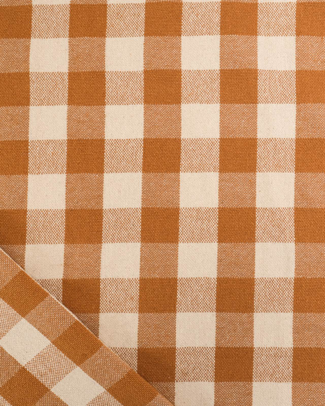 Coton Epais Tissé à Carreaux Caramel - Mercerine