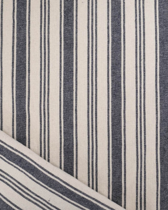 Coton Epais Tissé à Rayures Bleu Marine - Mercerine
