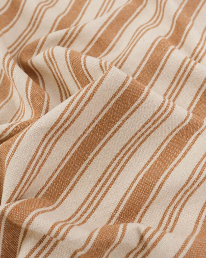 Coton Epais Tissé à Rayures Caramel - Mercerine