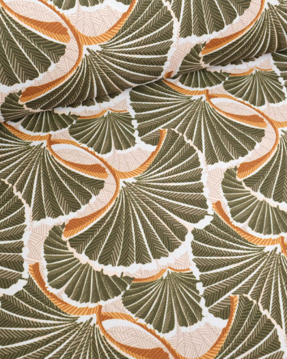 Toile Extérieure Déperlante Ginkgo Vert Kaki - Mercerine
