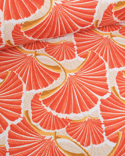 Toile Extérieure Déperlante Ginkgo Pamplemousse - Mercerine