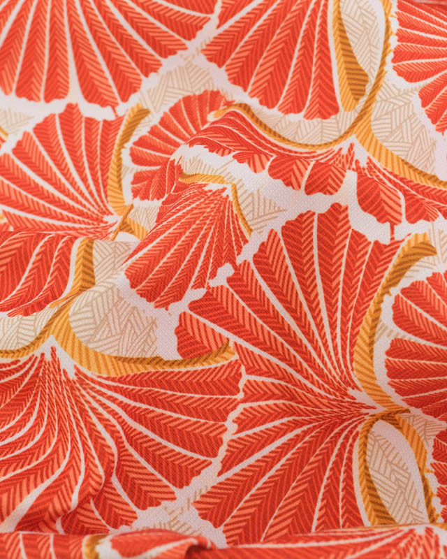Toile Extérieure Déperlante Ginkgo Pamplemousse - Mercerine