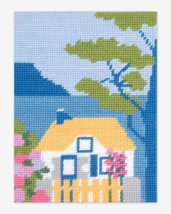 Canevas Imprimé Motif La Chaumière 16 x 22 cm - DMC - Mercerine