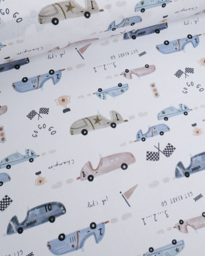 Tissu Coton Imprimé Numérique Petites Voitures - Mercerine