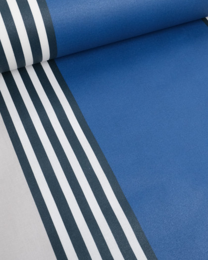 Cretonne Enduite Traitement Anti-Tâche Rayures Bleues - Mercerine
