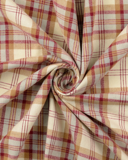 Tissu Flanelle Doux à Carreaux Bordeaux - Mercerine