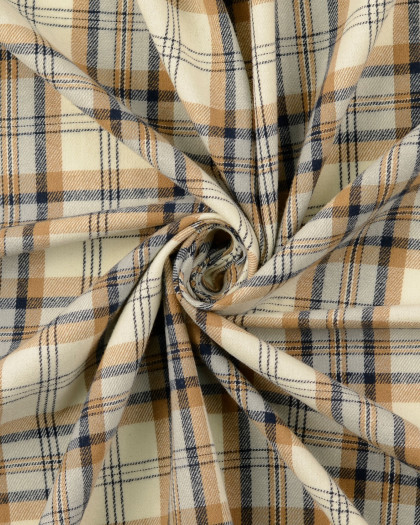 Tissu Flanelle Doux à Carreaux Bleu Marine - Mercerine
