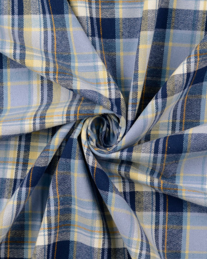 Tissu Flanelle Doux à Carreaux Bleu - Mercerine