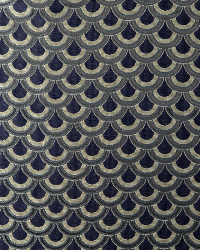 Tissu Jacquard Eventails Bleu - Mercerine
