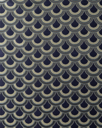Tissu Jacquard Eventails Bleu - Mercerine