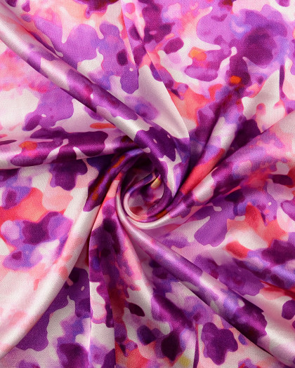 Satin de Viscose Motif Aquarelle Digital Violet - Mercerine