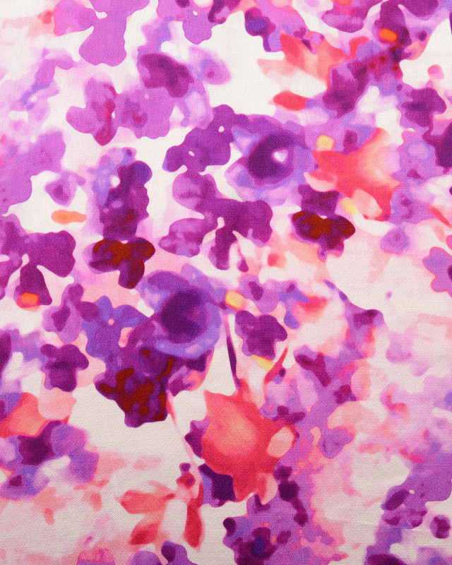 Satin de Viscose Motif  Aquarelle Digital Violet - Mercerine