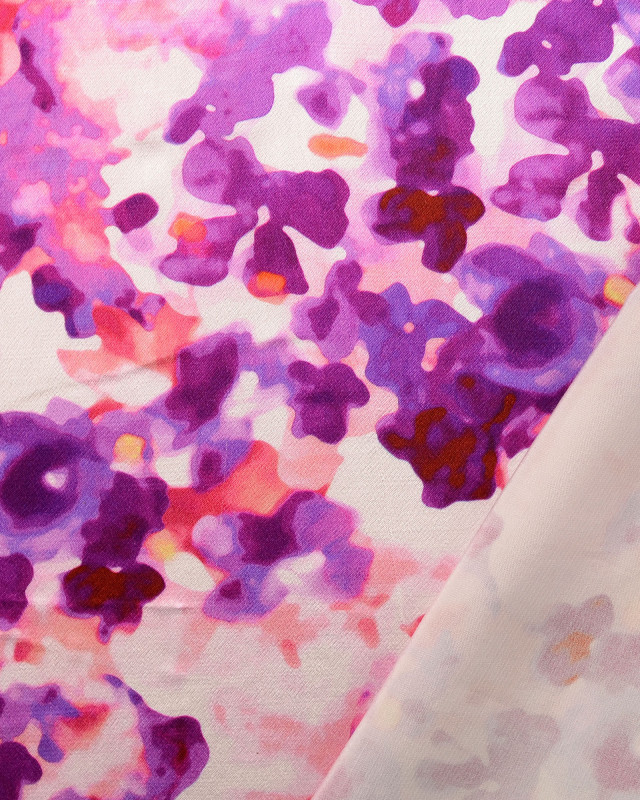 Satin de Viscose Motif  Aquarelle Digital Violet - Mercerine