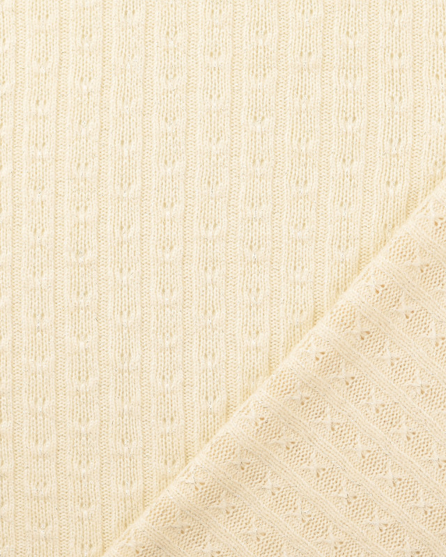 Tissu Maille Viscose Mélangée Lurex Argent Crème - Mercerine