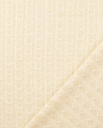 Tissu Maille Viscose Mélangée Lurex Argent Crème - Mercerine