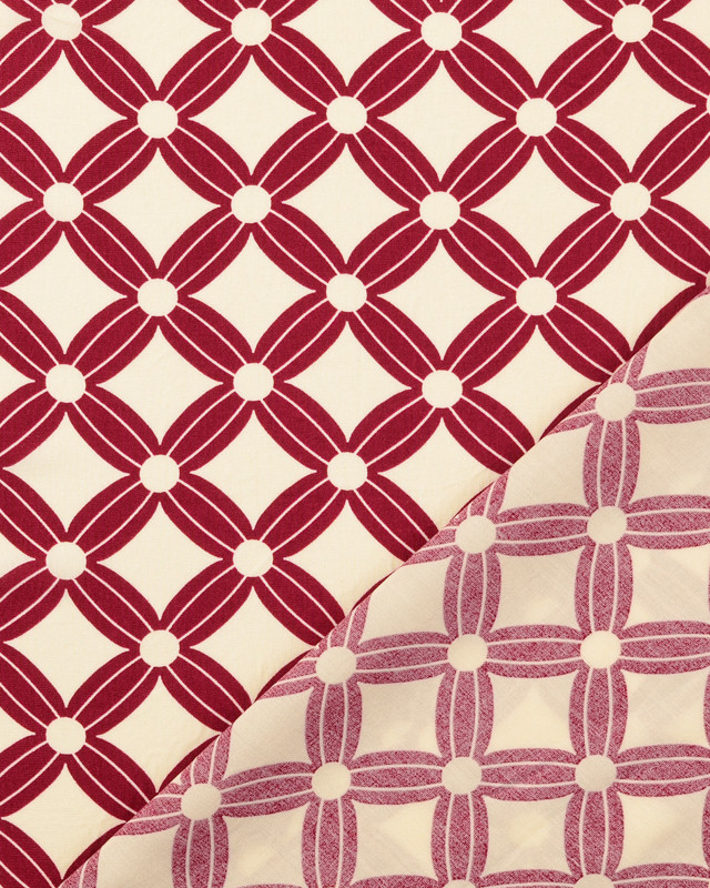 Popeline de Viscose Losange Sixties Bordeaux - Mercerine