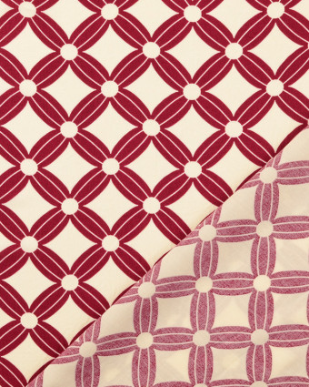 Popeline de Viscose Losange Sixties Bordeaux - Mercerine