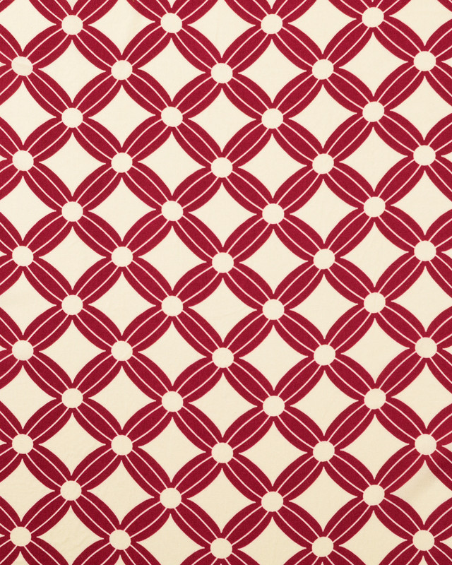 Popeline de Viscose Losange Sixties Bordeaux - Mercerine